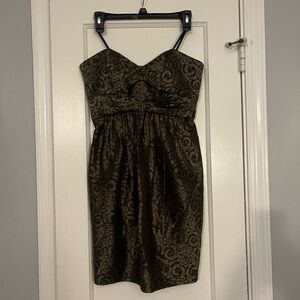 Vintage Jill Stuart Dress Black Mini Lace Gold Metallic size 6